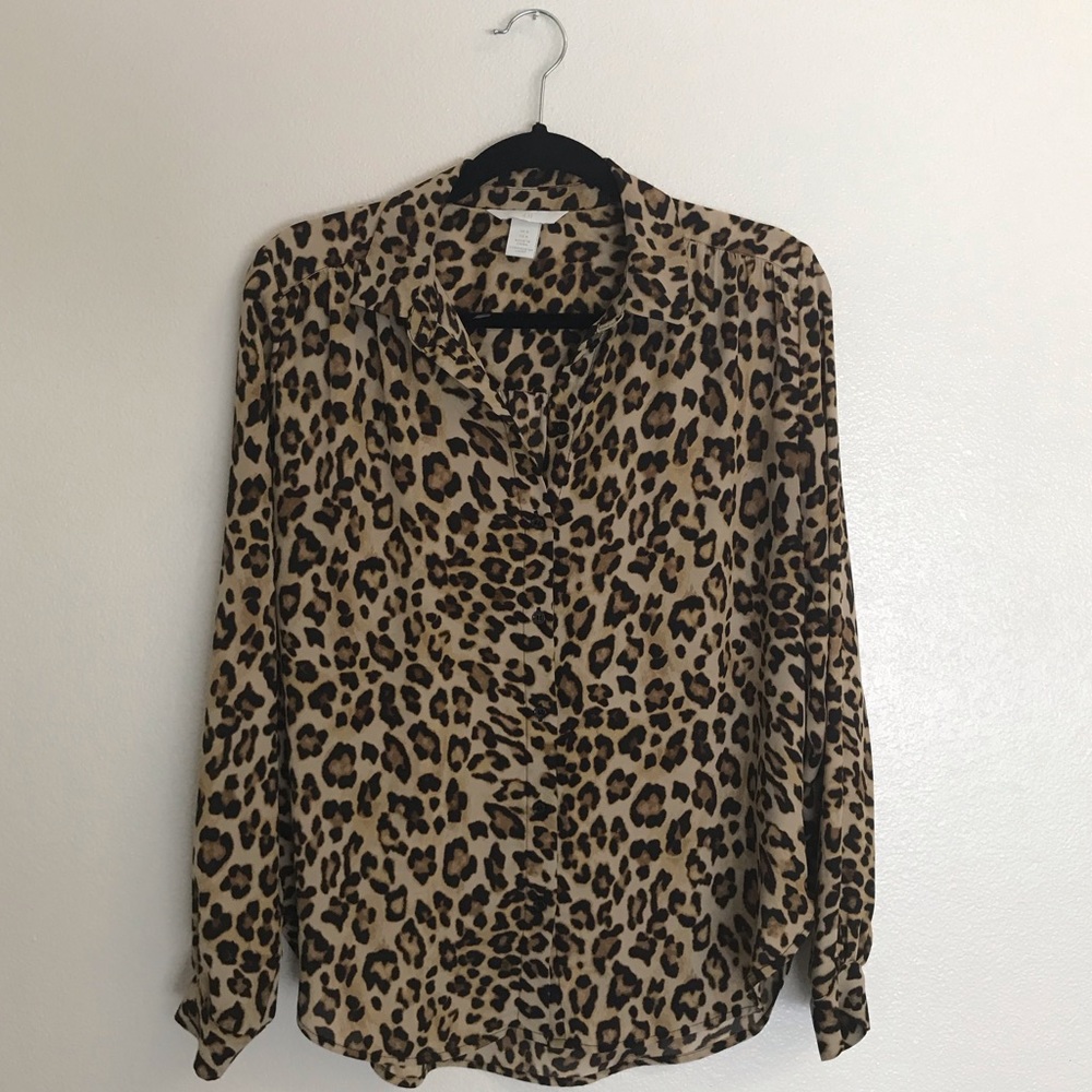 H&M Leopard Button Up Blouse